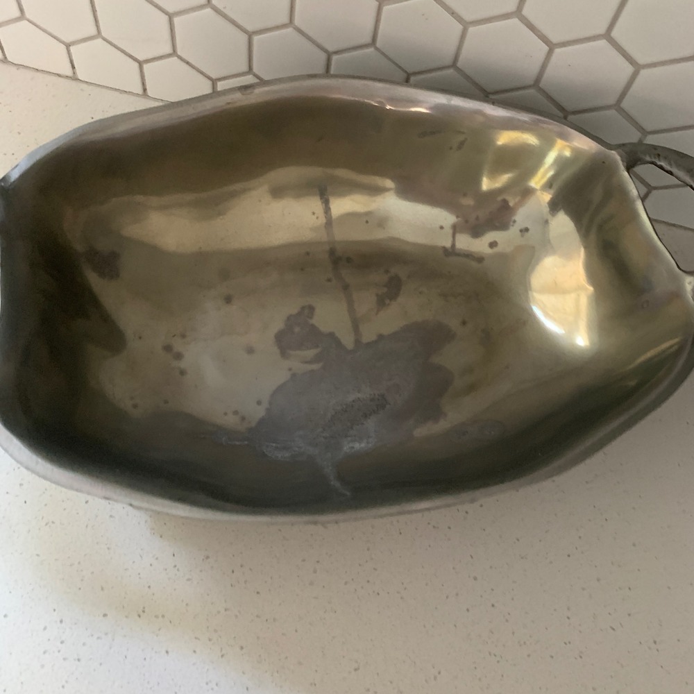 Arthur Court Pewter Rabbit Footed Serving Bowl Carrot Handles 18.5 Inch Easter - Picture 5 of 12